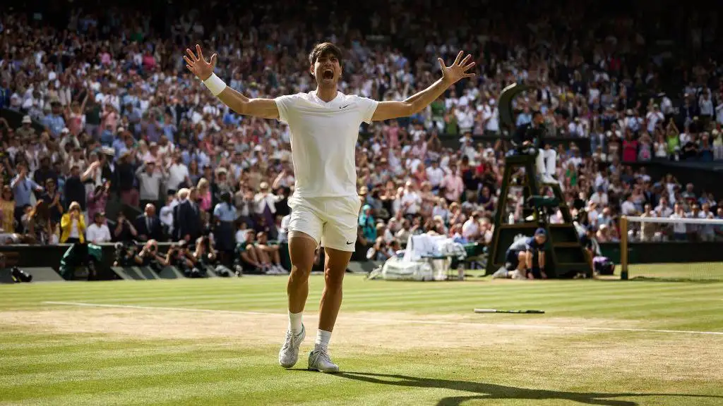 Tay vợt nam trên sân cỏ minh họa trận Djokovic